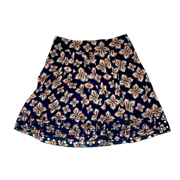 ANN TAYLOR WOMENS NAVY BLUE PLEATED FLORAL SKIRT SIZE 4 P - Picture 1 of 7